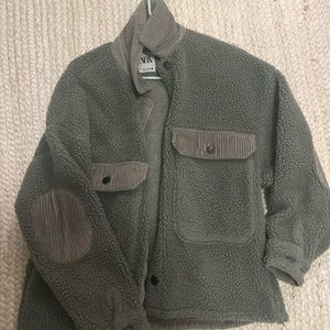 Green Sherpa and corduroy shacket!